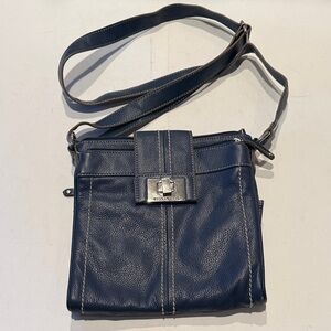 Stylish Navy Leather Crossbody Bag